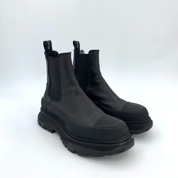 Alexander McQueen Black Leather Chelsea Platform Boots Size 40 Mens Designer Dur - Picture 2 of 9